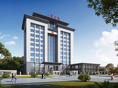 Aerial Planning Of Urban Hospital Building Exterior With Green Landscape And Pedestrian Layout 3d model