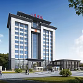 Aerial Planning Of Urban Hospital Building Exterior With Green Landscape And Pedestrian Layout