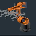 Orange Industrial Robot Arm With Mechanical Gripper And Suction Cups For Automation Equipment