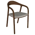 Modern Minimalist Dining Chairs With Wooden Frame Upholstered Seat And Curved Backrest Design