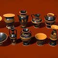 Decorative Black And Gold Greek Style Ceramic Vases And Bowls For Home