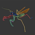 3D Rendered Orange And Green Mantis In Dynamic Standing Pose
