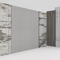 Modern Background Wall Design With Marble Texture And Vertical Slats Interior 3d model