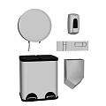Public Restroom Facilities With Stainless Steel Soap Dispenser Hand Dryer Trash Can And Dispensers
