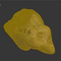 Yellow Stone Sculpture With Intricate Carved Characters And Text Details