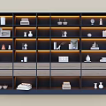 Modern Stylish Bookcase with Multiple Compartments Built in Lighting and Decorative Items