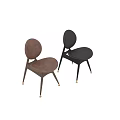 Modern Leisure Chairs Brown Leather Black Design With Wooden Frame Triangular Legs