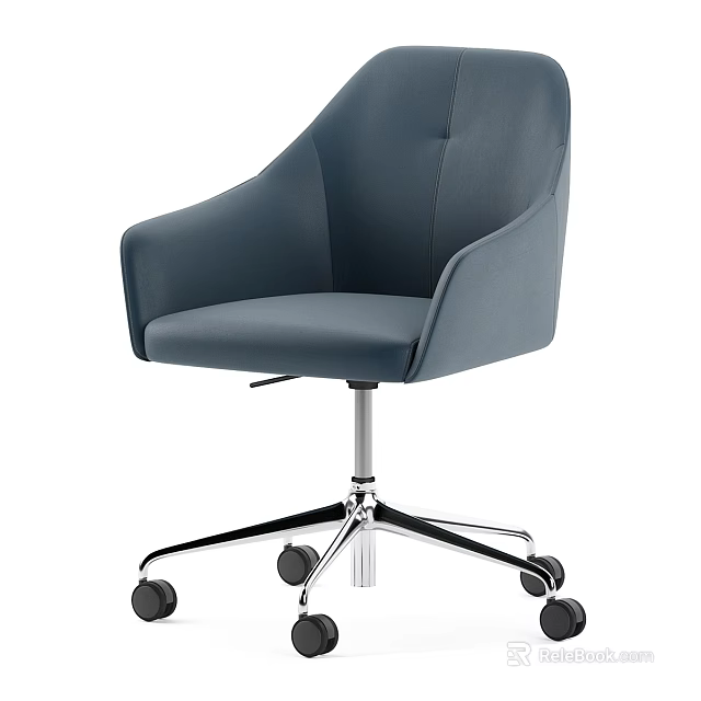 Stylish Adjustable Blue Leather Single Sofa With Swivel Wheels For Comfortable Home And Office Use 3d model 