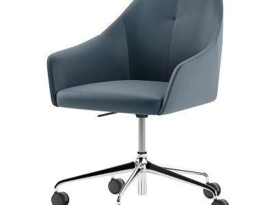 Stylish Adjustable Blue Leather Single Sofa With Swivel Wheels For Comfortable Home And Office Use 3d model