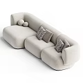 Modern Light Colored Sectional Sofa with Fabric Upholstery Rounded Armrests and Geometric Pattern Pillows 3d model