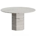 Round Top Stone Dining Table With Pedestal Base And Minimalist Design 3d model
