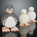 Cute Brick Built Penguin Figures With Large Gray And Small White Bodies And Orange Feet