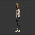 Game Movie Character Featuring Golden Hairstyle Goggles Sleeveless Blue White Top Black Pants Pink Accents 3d model