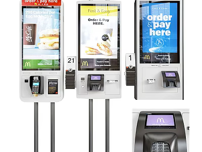 McDonald's Modern Self Order Kiosks Public Facility With Order And Pay Terminals 3d model