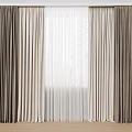 Brown And Beige Layered Curtains With Sheer Fabric For Window In Home Interior