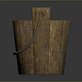 Rustic Wooden Bucket with Rope Handles as Daily Household Living Supplies