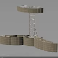 Modern Exhibition Booth Structure With Circular Top Metal Frame And Curved Grid Panels