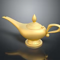 Golden Decorative Tea Pot With Slender Spout Ornate Patterns And Reflective Surface 3d model