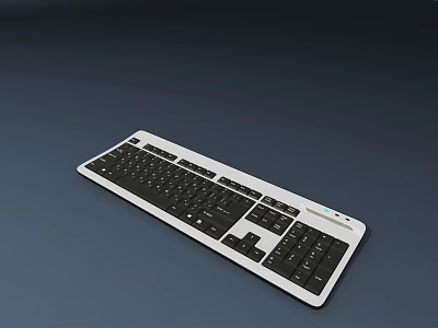 Sleek Modern Computer Keyboard With Black And White Design And Numeric Keypad 3d model