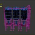 Three Heavy Duty Industrial Metal Tanks With Support Frames And Platform
