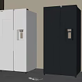 Modern Interior With White And Black Side By Side Refrigerators In Home Space