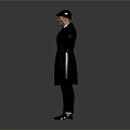 Human Character In Black Coat And Hat Standing With Arms Outstretched