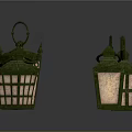 Vintage Decorative Lanterns With Green Tops And Intricate Patterns For Home Decor