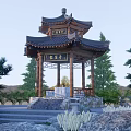 Chinese-style pavilion ancient pavilion double-layer pavilion landscape small building landscape pavilion four-corner pavilion six-corner pavilion gallery rest hall 3d model