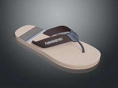 Havaianas Flip Flops With Beige Sole Brown Strap And Striped Design 3d model