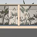 Outdoor Wooden Public Chair With Modern Design And Green Plants Near Railings
