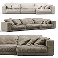 Modern Beige Sectional Sofa With Multiple Soft Cushions And Upholstered Corner Design 3d model
