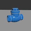 Detailed Blue Industrial Valve 3D Model Mechanical Component For Pipeline