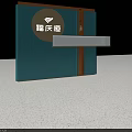 Hetianheng Brand Display Stand With Blue Design Golden Trim And White Countertop