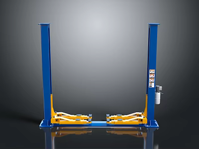 Heavy Duty Blue Yellow Two Post Car Lift With Safety Control And Support Arms 3d model
