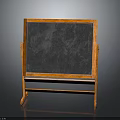 Wooden Frame Blackboard With Sturdy Stand And Writing Surface 3d model