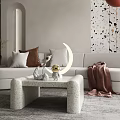 Modern Living And Dining Room With Gray Sofa Crystal Pendant Light And Red Floor Lamp