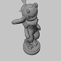 3D Game Movie Character With Blonde Hair Green Eyes Red Ears Body White Chest Fur
