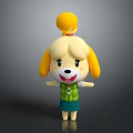 Cute Dog Game Character With Yellow Ears Green Plaid Vest Blue Skirt And Open Arms