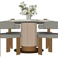 Elegant Round Dining Table And Chairs Set With Marble Top Gold Base And Wooden Legs