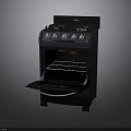 Gas Stove with Oven Open Door Grill Rack and Four Burners