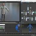 Game Movie Character Wearing Gray Coat Tie Gray Pants and Shoes Standing