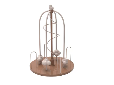 Children's Playground Structure With Circular Base Spiral Design And White Spherical Elements 3d model