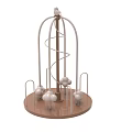 Children's Playground Structure With Circular Base Spiral Design And White Spherical Elements