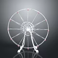 White Ferris Wheel Structure With Pink Accents And Reflective Base On Dark Background