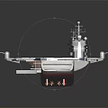 Advanced Naval Aircraft Carrier With Extended Flight Deck And Command Tower Structure