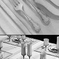 Elegant Dinnerware Set with White Plates Napkins Cutlery and Glass Goblets for Formal Table Setting