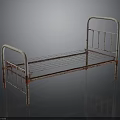 Vintage Rusted White Metal Frame Single Bed Furniture With Classic Design