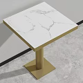 Square White Marble Dining Table With Modern Gold Metal Base Design 3d model