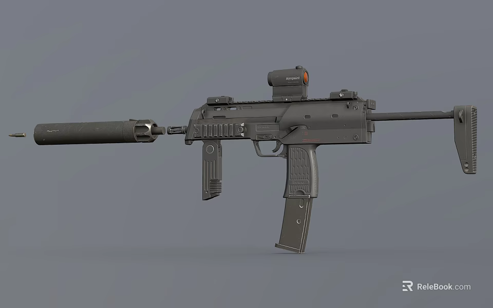Modern Tactical Rifle With Scope Suppressor Grip And Magazine For Military Use 3d model 