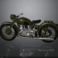 Vintage Green Motorcycle Classic Design with Black Seat Chrome Details and Reflective Surface